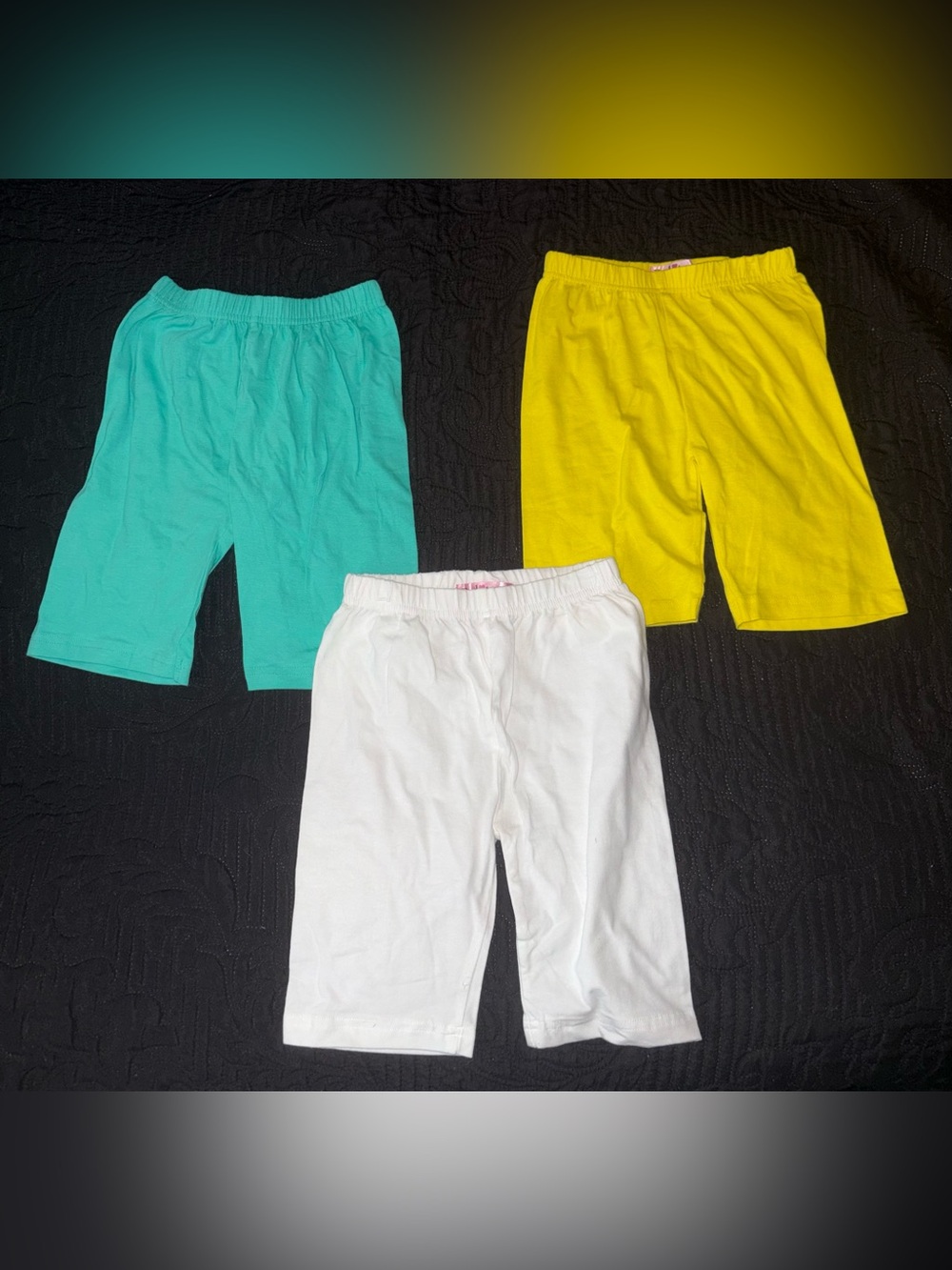 Lot of 3 Pink Angel Kids Cotton Shorts White, Yellow, Teal - Size 6X